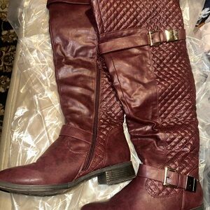 Rafaella Burgundy Over the Knee Quilted Boots
